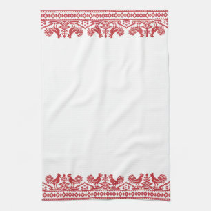 Rooster kruissteek theedoek