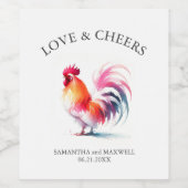 Rooster mariage Étiquette Vin Aquarelle (Étiquettes simples)