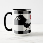 Rooster met Black White Check Coffee-Mok Mok (Links)