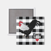 Rooster met Black White Check Fridge Magnet Magneet (Voorkant / Achterkant)