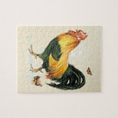 Rooster met kippen en kippen. legpuzzel (Horizontaal)