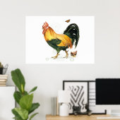 Rooster met kippen en kippen. poster (Thuiskantoor)