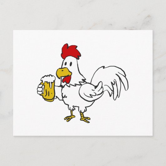 Rooster met mok bier | achtergrondkleur kiezen briefkaart (Voorkant)