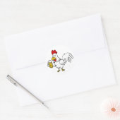 Rooster met mok bier | achtergrondkleur kiezen ronde sticker (Envelop)