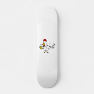 Rooster met mok bier   achtergrondkleur kiezen skateboard