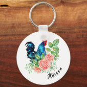 Rooster met Rozen Sleutelhanger (Voorkant)