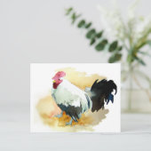 Rooster met standplaats briefkaart (Staand voorkant)