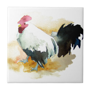 Rooster met standplaats tegeltje
