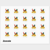 Rooster met zonnebloemen op maat ronde sticker (Vel)