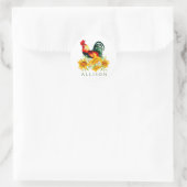 Rooster met zonnebloemen op maat ronde sticker (Tas)
