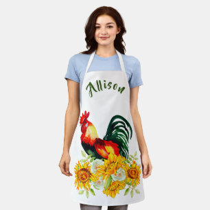Rooster met zonnebloemen, speciaal Schort