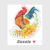 Rooster met zonnebloemen Vinyl Sticker (Vel)