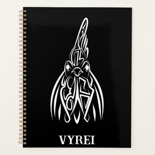 Rooster met zwarte en witte tribale planner (Voorkant)