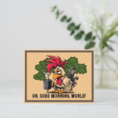 Rooster Oh, goedemorgen, wereld! Briefkaart (Staand voorkant)
