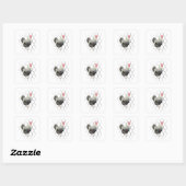 Rooster op Chicken Wire Square Sticker (Vel)