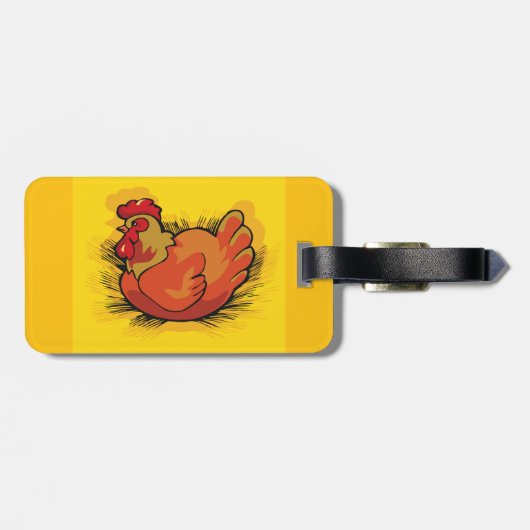 Rooster op stro bagagelabel (Achterkant horizontaal)