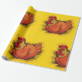 Rooster op stro cadeaupapier (Uitgerold)