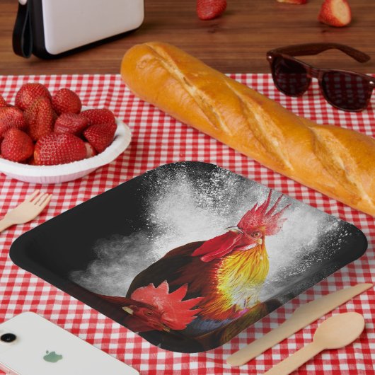 Rooster Papieren Bordje (Picknick)