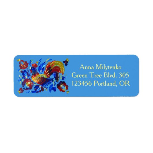 Rooster Petrykivka Oekraïense kunst Etiket (Voorkant)