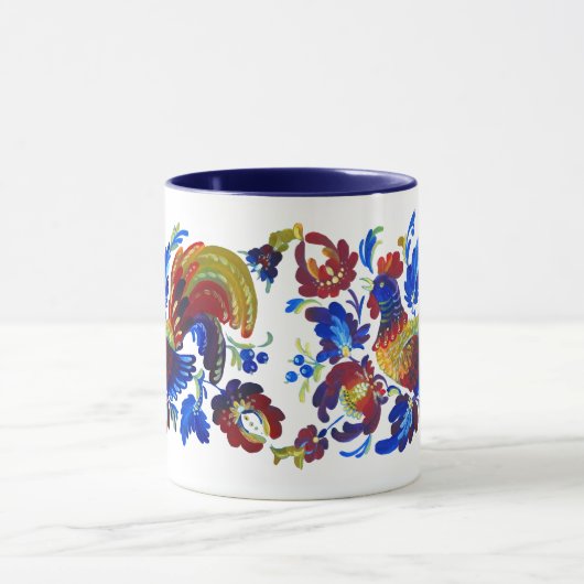 Rooster Petrykivka Oekraïense kunst Mok (Midden)