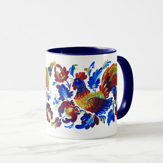 Rooster Petrykivka Oekraïense kunst Mok (Voorkant rechts)