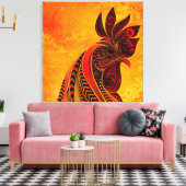 Rooster Portret Faux Canvas Afdrukken (Insitu (Woonkamer))