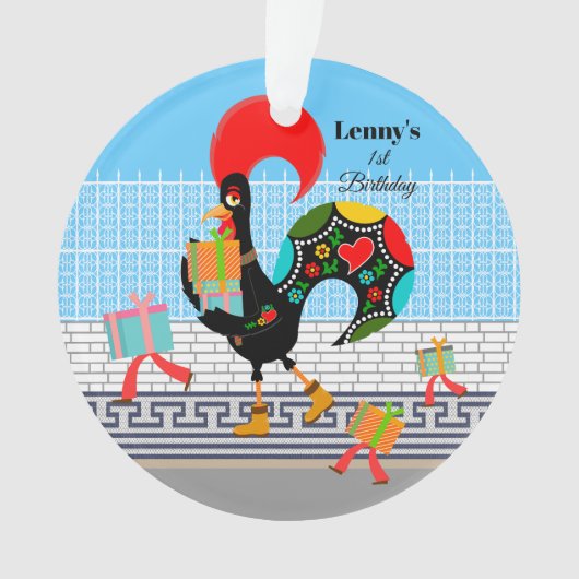 Rooster portugais avec cadeaux 1ère fête d'anniver (devant)