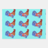 Rooster Red Chicken Cochle Bird Waterverf Art Inpakpapier Vel (Voorkant 3)
