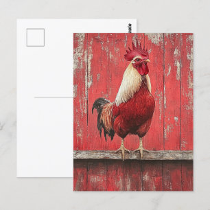 Rooster Red Wood Barn Wall Briefkaart
