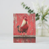 Rooster Red Wood Barn Wall Briefkaart (Staand voorkant)
