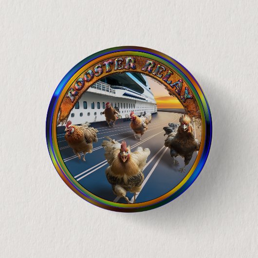 Rooster Relay Pin Ronde Button 3,2 Cm (Voorkant)