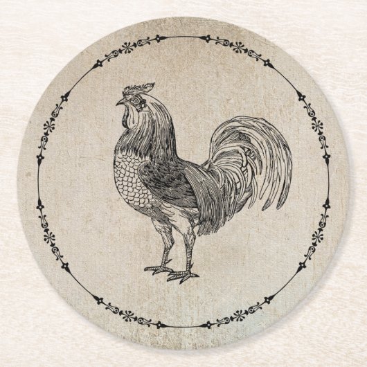  Rooster Ronde Kartonnen Onderzetter (Voorkant)