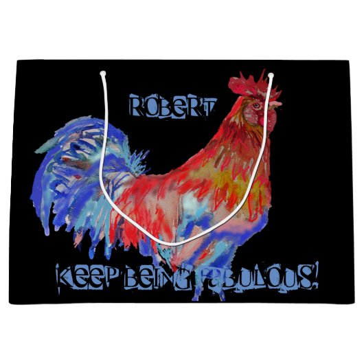Rooster Rouge Aquarelle Mans Nom Cadeau Cadeau Sac (Devant)