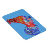 Rooster rouge coloré peinture Blue Fridge Magnet (Côté Droit)