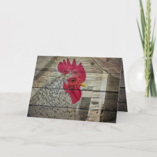 Rooster Rustic Chicken Coop Barn Board Bedankkaart