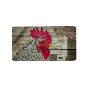 Rooster Rustic Chicken Coop Barn Board Etiket