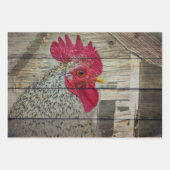 Rooster Rustic Chicken Coop Barn Board Inpakpapier Vel (Voorkant 3)