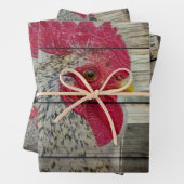 Rooster Rustic Chicken Coop Barn Board Inpakpapier Vel (In situ)