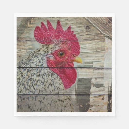 Rooster Rustic Chicken Coop Barn Board Servet (Voorkant)