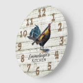 Rooster Rustic Wood Chicken Wire Monogram Grote Klok (Hoek)