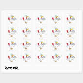 Rooster Serving Food Vierkante Sticker (Vel)