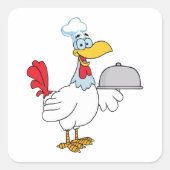 Rooster Serving Food Vierkante Sticker (Voorkant)