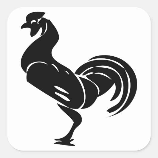 Rooster silhouette vierkante sticker (Voorkant)