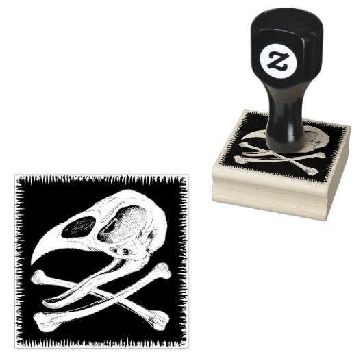 Rooster Skull en Crossbones Rubberstempel (Gestempeld)