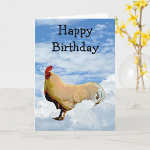 ROOSTER SKY CLOUDS HAPPY BIRTHDAY WENSKAART KAART