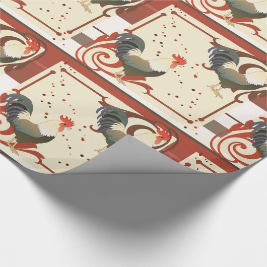 Rooster Sparkle Pattern Wrapping Paper Cadeaupapier (Hoek)