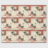 Rooster Sparkle Pattern Wrapping Paper Cadeaupapier (Vlak)