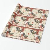 Rooster Sparkle Pattern Wrapping Paper Cadeaupapier (Uitgerold)