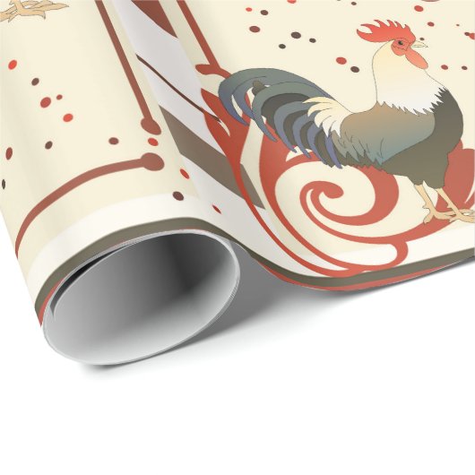 Rooster Sparkle Pattern Wrapping Paper Cadeaupapier (Rol Hoek)