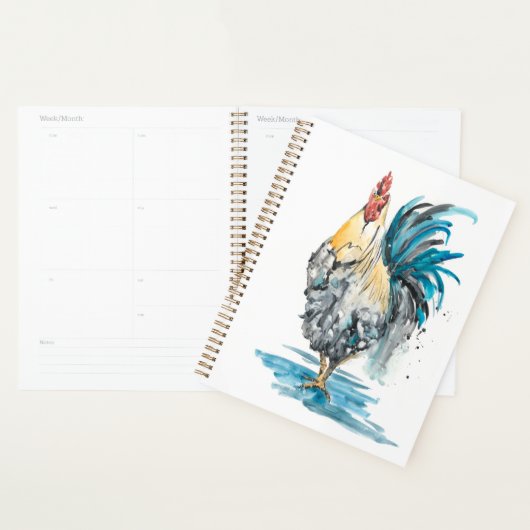 Rooster Splash - Aquarelle Portrait (Devant avec enveloppe)